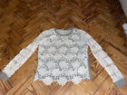 Ladies Grey and White Lace Flower Jumper Sweater. Dorothy Perkins. Size 10.