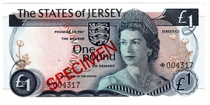 1976 Jersey 1 Pound P11 Banknote UNC Specimen - Picture 1 of 2