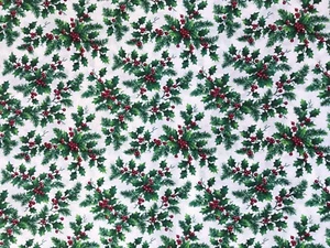 Cotton Quilt Fabric Christmas Holly Berry Cranston Print by 17" x 44" - Picture 1 of 2