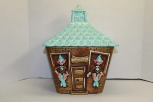 Vintage 70's Gilner Pixie Elf ~ School House ~ Cottage Cookie Jar Teal Turquoise - Picture 1 of 17