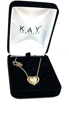 Charming Vintage Elegant Gold Crystal Diamante Dual Heart Chain Pendant Necklace - Image 1 of 4