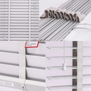 MADE TO MEASURE FAUX WOOD VENETIAN TAPE BLIND 50MM SLATS WINDOW BLINDS WHITE - Picture 1 of 44
