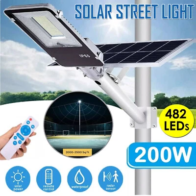 200W Solar LED Street Light & Remote Waterproof Outdoor Flood Garden Street Lamp - image 1 of 4