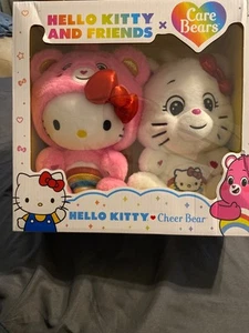 Hello Kitty Loves Cheer Bear 10" Collectible Care Bears Plush 2-Pack NEW - Picture 1 of 3