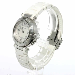 Cartier Pasha Seatimer W3140002 Women's White Date Quartz Wristwatches SS Rubber - Picture 1 of 7