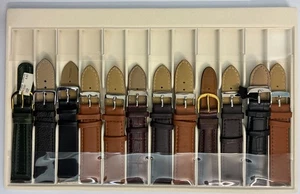 Lote de 20 mm 12 piezas correas de reloj de cuero surtidas marrón y negro - Imagen 1 de 3