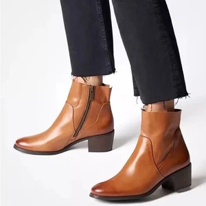 Botines Paul Green Suzette Cuero Coñac Tacón Bloque Mujer’s Talla 5.5 - Imagen 1 de 10