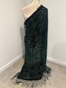 Hunter Green Silk Chiffon Velvet Burnout Scarf 40”x40” Wide - Picture 1 of 6