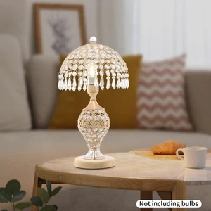 Gold Crystal Table Lamp Desk Bedroom Living Room Lighting Bedside Light E26 NEW - Picture 1 of 17