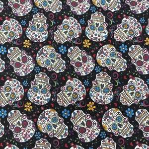 David Textile Fabric Day of the Dead Skulls 7 Fat Quarters 18x22" Colorful - Picture 1 of 8