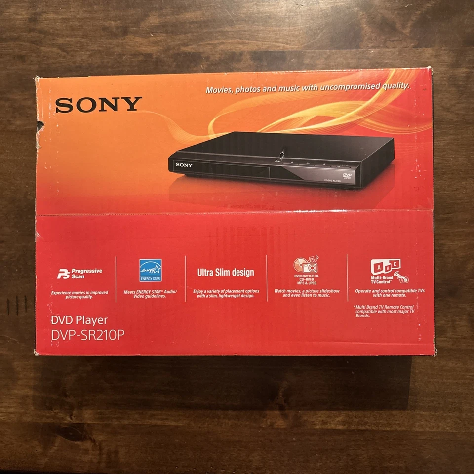 Sony CD DVD Player DVP-SR210P Progressive Scan Ultra Slim New In Box - Image 1 of 4