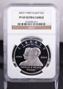 Certified 2003-P Silver $1 NGC PF69 Ultra Cameo Wright Brother's First Flight  - Picture 1 of 4