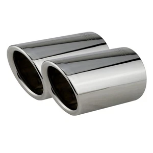 2 Auspuffblende Edelstahl VW Golf 6 7 VII Tiguan 2 Chrom Auspuff Endrohr Blenden - Picture 1 of 7