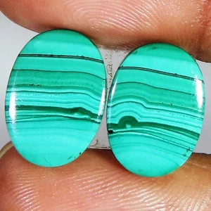 (11X15X04 MM) 20.35 Carat. NATURAL MALACHITE PAIR OVAL SHAPE LOOSE GEMSTONE - Picture 1 of 6