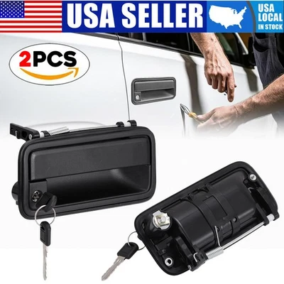 Exterior Door Handle w/ Lock Cylinder For Chevrolet C1500 GMC K1500 95-00 Front Foto 1 de 4