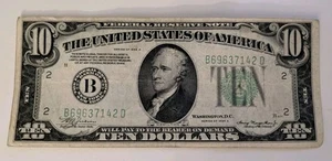 1934 a series $10.00 federal reserve note. - Picture 1 of 2