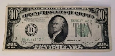 1934 a series $10.00 federal reserve note. - Image 1 of 2