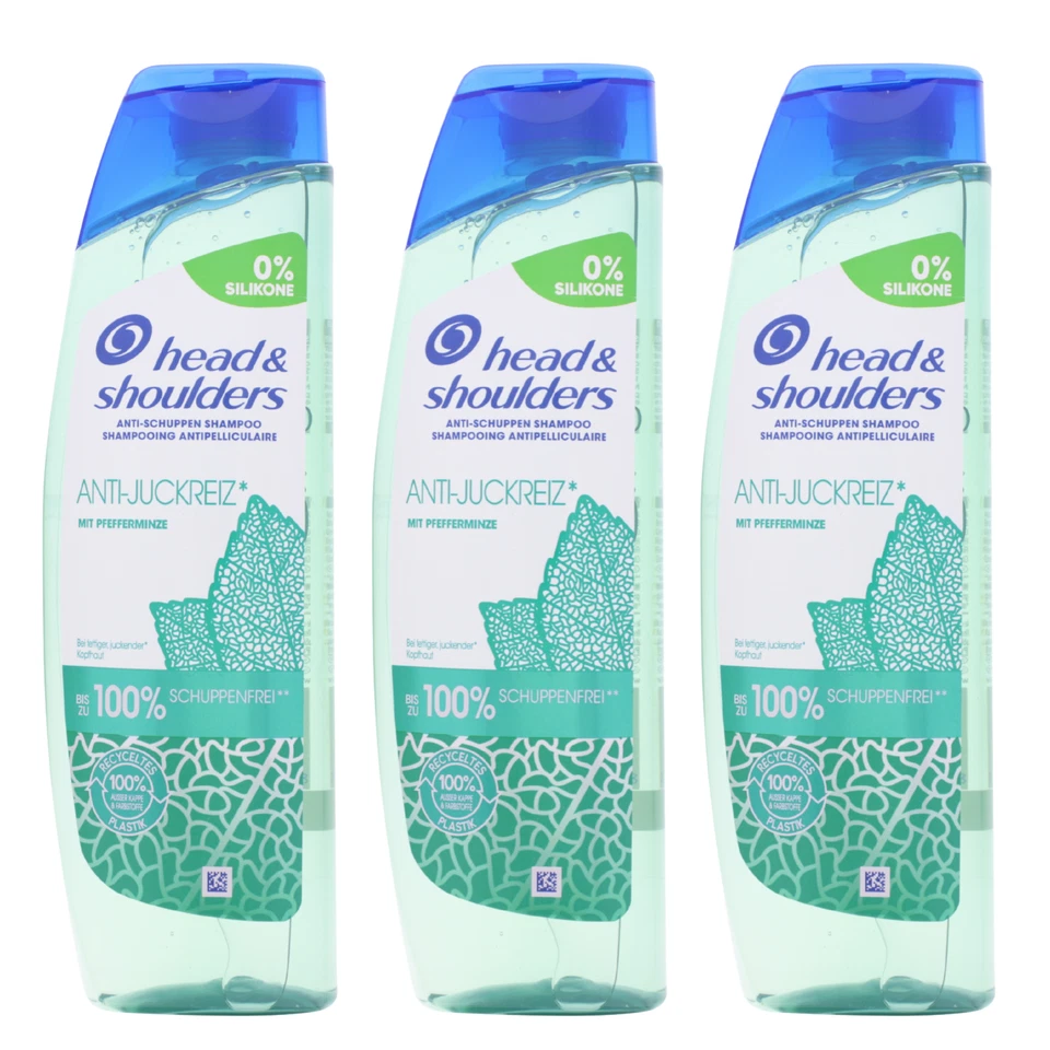 3 x Head & Shoulders champú anticaspa 250 ml cada uno menta anti-picazón