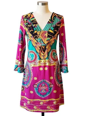 Vestido para mujer White Mark manga larga estampado cuello en V Foto 1 de 4