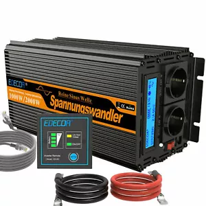 EDECOA Inversor 12V 220V ONDA PURA 1000 WATT Inverter Transformado LCD USB - Imagen 1 de 8