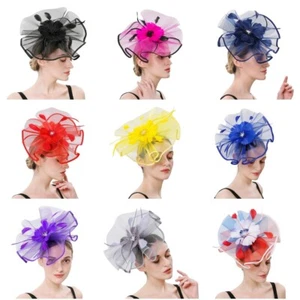 Mesh Kentucky Fascinators Headband Flower Feather Derby Tea Party Hat for Women - Picture 1 of 24