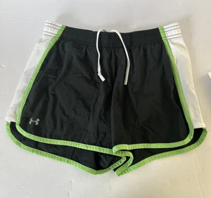 under armour Women’s shorts Athletic Black/Neon Green size S Lined Running EUC - Picture 1 of 10