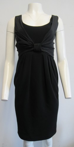 MOSCHINO abito tubino nero con fiocco in chiffon davanti TG 2