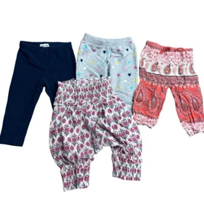 Baby Girl Pants Bundle 4 Pairs Boho Sweats Leggings Size 6mo - Image 1 of 4