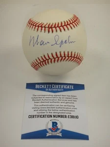WARREN SPAHN BECKETT BAS CERTIFIED SIGNED ONL BASEBALL AUTOGRAPHED #E38110 - Picture 1 of 3