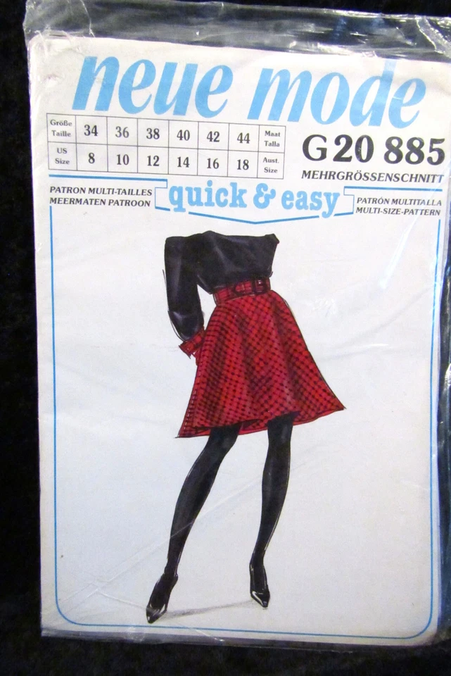 Neue Mode Womens Skirt Sewing Pattern G 20885 Size 8-18 Uncut New Sealed - Image 1 of 4