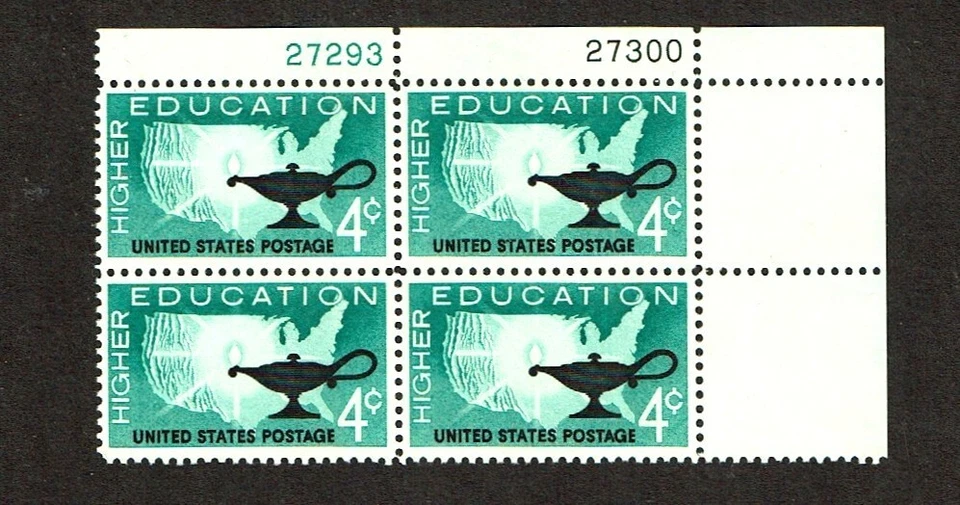 1962 U.S Commem 4c EDUCATION  Plt #Blk of 4  Sc#1206 M/NH/OG/Pristine - Image 1 of 1