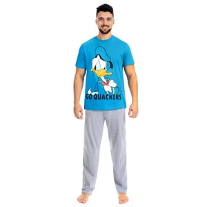 Donald Duck Pyjamas Adult Mens S-XXL Loungewear PJs Pyjama Set PJs Set Blue Grey - Picture 1 of 2