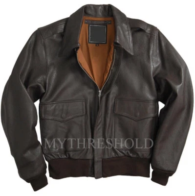 Men's Air Force A-2 Leather Flight Bomber Jacket - Image 1 of 2