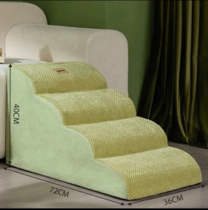 4 Tiers Dog Steps Pet Stairs Foam Dog Ladder Ramp for High Bed Couch Older Pet - Picture 1 of 6