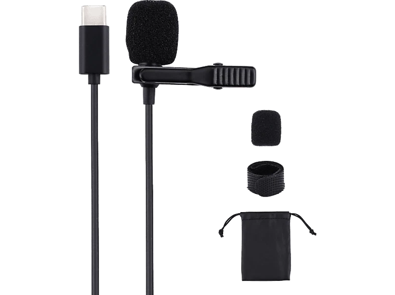 Micrófono - NK IG33011 De pinza Tipo C Canal único Negro