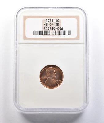 1935 Lincoln Wheat Cent MS67 RD NGC Old HOLDER *6826 - Image 1 of 3