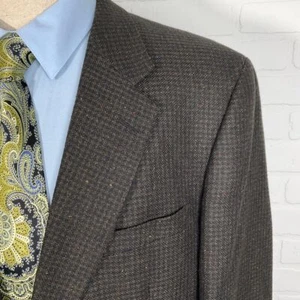Jones New York Blazer Men 46L Black Brown Multi Check Classic Lambswool Jacket - Picture 1 of 14