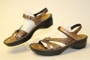 Naot Bronze Metallic Leather Slingback Wedge Sandal Womens Size 10 10.5 41 Shoes - Picture 1 of 24