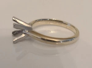 Wedding Ring Setting 18K Gold With Platinum 4 Prong Setting Zales Signature - Picture 1 of 11