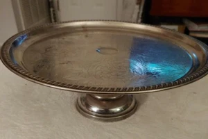 Vintage Crosby Silverplate Pedestal Platter Tray 12" - Picture 1 of 7