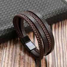 Leather Braided Bracelet for Men Arrow Wristband Stainless Steel Jewellery Gift