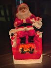 Vintage Blow Mold Santa Sitting On Fireplace Mantel Dapol 17"