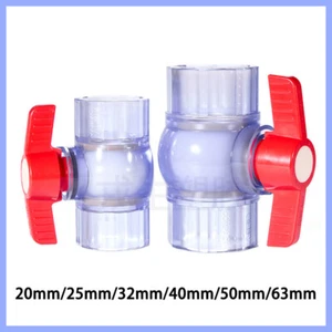 UPVC Transparent Ball Valve Solvent Weld Water Flow Regulator To Suit 20mm-63mm - Picture 1 of 10