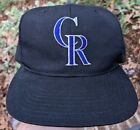 VTG 90s MLB Colorado Rockies american needle Plain Logo Snapback Hat cap black
