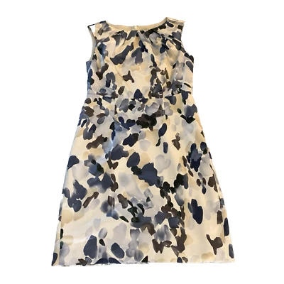 Ann Taylor Women’s Blue Pattern Satin Sheath Dress Size 6P Work Business Staple - Image 1 of 4