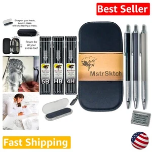 Metal Mechanical Pencils - 2mm Graphite Lead Refills - Artists, School, Office - Picture 1 of 8
