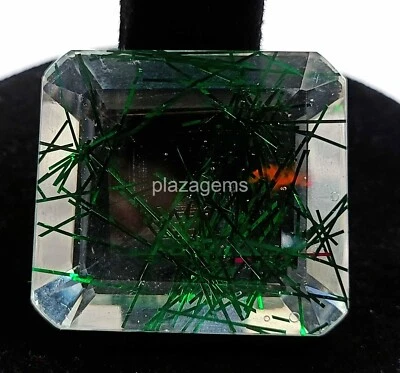 Green Rutilated Quartz 133 Ct Certified Emerald Cut Loose Gemstone 33x30mm 4SUA - Image 1 of 4