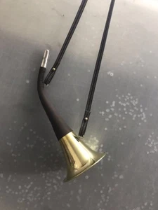 Jagdhorn Signalhorn Schießhorn aus Messing mit Ledergürtel - Bild 1 von 9