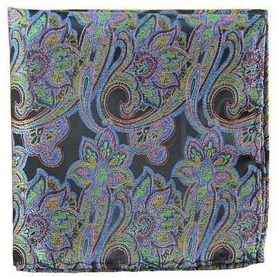 Nuevo Hombre Poliéster Paisley Azul Verde Hankie Bolsillo Cuadrado Formal Boda  Foto 1 de 2
