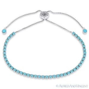 2.8mm Turquoise Blue Nano CZ Crystal Bolo Tennis Bracelet in 925 Sterling Silver - Picture 1 of 1